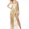 Jovani - 59642 Beaded Fringe Deep V-neck Sheath Dress