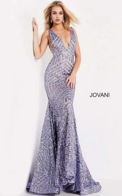 Jovani - 59762 Sexy Fitted Sequined Plunging Gown