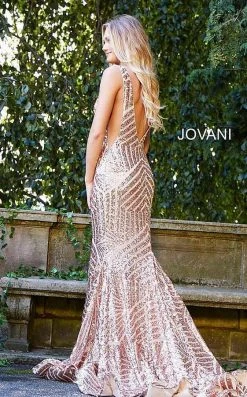 Jovani - 59762 Sexy Fitted Sequined Plunging Gown