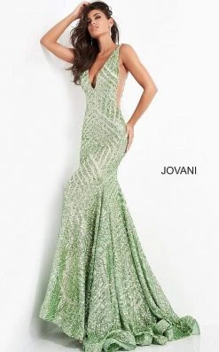 Jovani - 59762 Sexy Fitted Sequined Plunging Gown