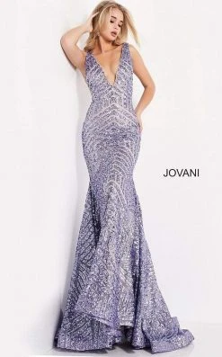 Jovani - 59762 Sexy Fitted Sequined Plunging Gown