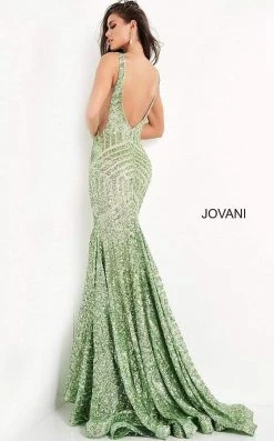 Jovani - 59762 Sexy Fitted Sequined Plunging Gown