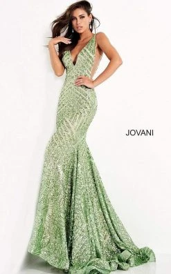 Jovani - 59762 Sexy Fitted Sequined Plunging Gown