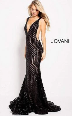 Jovani - 59762 Sexy Fitted Sequined Plunging Gown