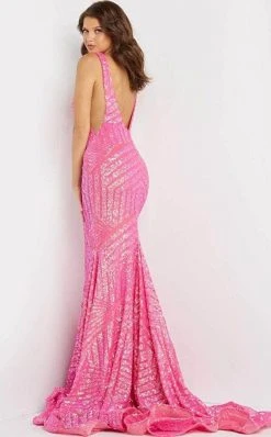 Jovani - 59762 Sexy Fitted Sequined Plunging Gown