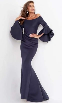 Jovani - 59993 Off Shoulder Bell Sleeve Draping Mermaid Gown 13 Jovani - 59993 Off Shoulder Bell Sleeve Draping Mermaid Gown