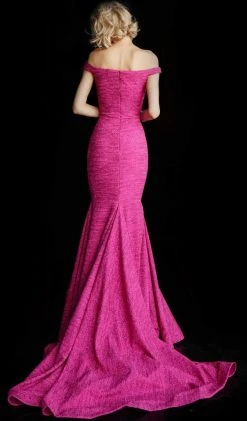 Jovani - 60122 Off Shoulder Sweetheart Neck Glitter Mermaid Gown