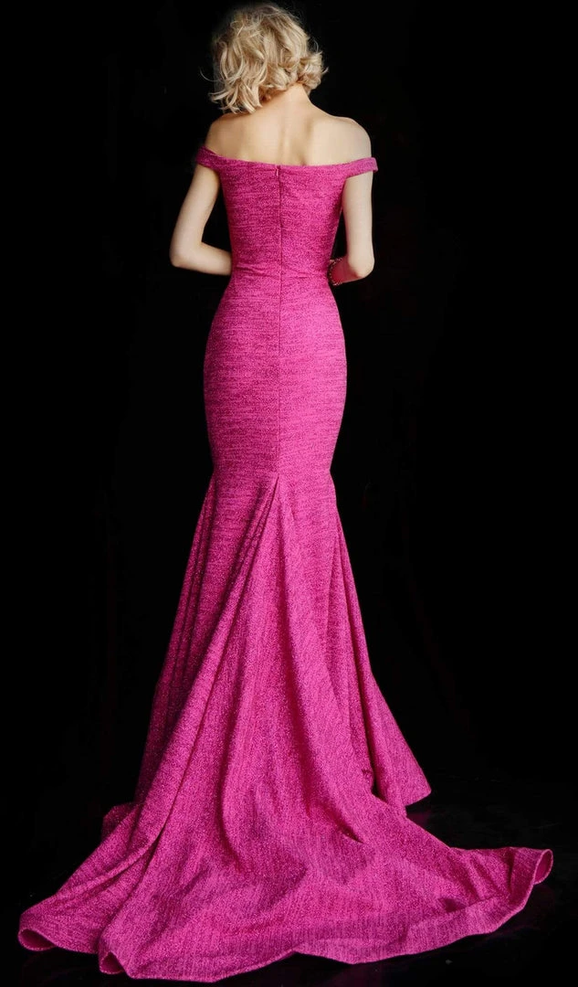 Jovani - 60122 Off Shoulder Sweetheart Neck Glitter Mermaid Gown 4 Jovani - 60122 Off Shoulder Sweetheart Neck Glitter Mermaid Gown