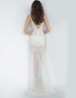 Jovani - 60695 Beaded Plunging V-neck Tulle Trumpet Dress 11 Jovani - 60695 Beaded Plunging V-neck Tulle Trumpet Dress