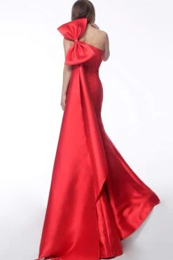 Jovani - 62463 One Shoulder Sleeveless Evening Gown With Bow Accent