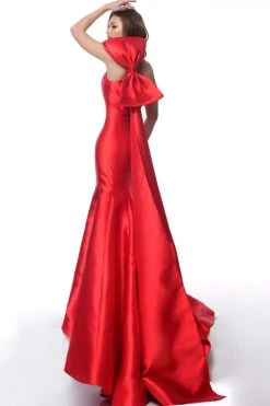 Jovani - 62463 One Shoulder Sleeveless Evening Gown With Bow Accent