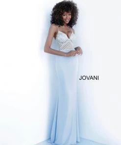 Jovani - 63147 Geometric Crystal Beaded Illusion Gown