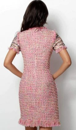 Jovani - 63219 Multi Knit Sequin Short Sleeve Cocktail Dress