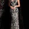 Jovani - 63350 Metallic Sequined Plunging Long Gown