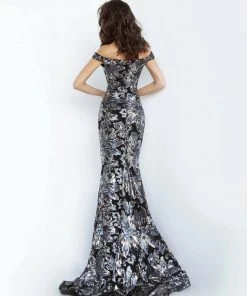 Jovani - 63516 Sequined Off Shoulder Floral Mermaid Gown 17 Jovani - 63516 Sequined Off Shoulder Floral Mermaid Gown