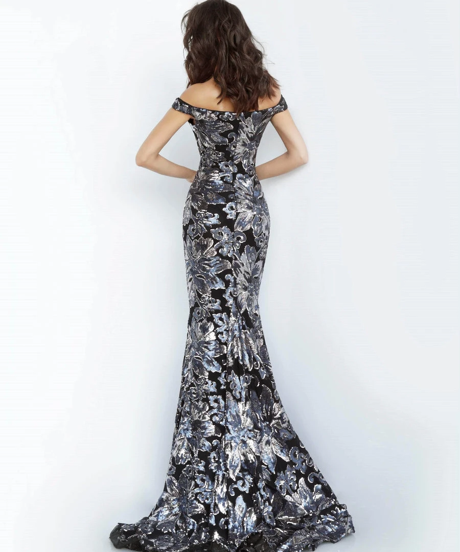 Jovani - 63516 Sequined Off Shoulder Floral Mermaid Gown 8 Jovani - 63516 Sequined Off Shoulder Floral Mermaid Gown