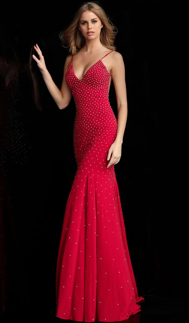Jovani - 63563 Studded Backless Jersey Trumpet Gown 3 Jovani - 63563 Studded Backless Jersey Trumpet Gown