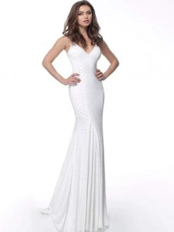 Jovani - 63563 Studded Backless Jersey Trumpet Gown 33 Jovani - 63563 Studded Backless Jersey Trumpet Gown
