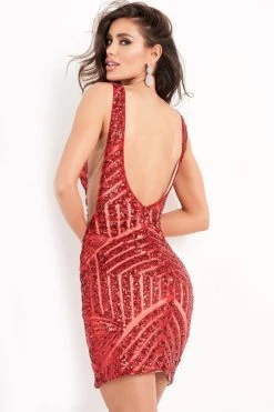 Jovani - 63899 Sequined Deep V-neck Sheath Cocktail Dress 31 Jovani - 63899 Sequined Deep V-neck Sheath Cocktail Dress