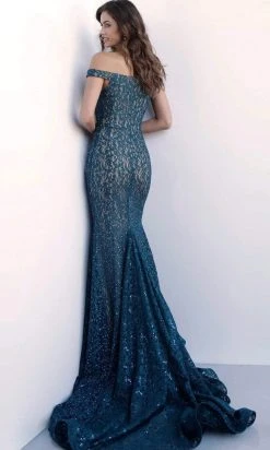 Jovani 64521 Lace Off-Shoulder Mermaid Dress With Train