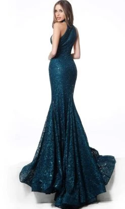 Jovani - 64522 High Neck Cut-in Shoulders Sparkly Lace Mermaid Gown