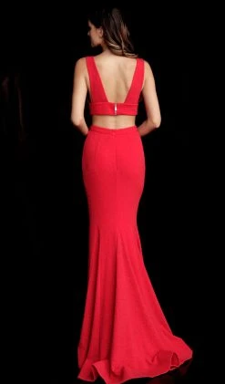 Jovani - 64857 Two Piece Deep V-neck Jersey Mermaid Dress