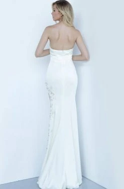Jovani - 65388 Strapless Bead-Trimmed Side Slit Long Gown