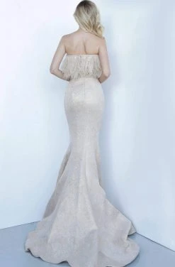 Jovani - 66240 Strapless Feathered Straight Neck Mermaid Dress 6 Jovani - 66240 Strapless Feathered Straight Neck Mermaid Dress