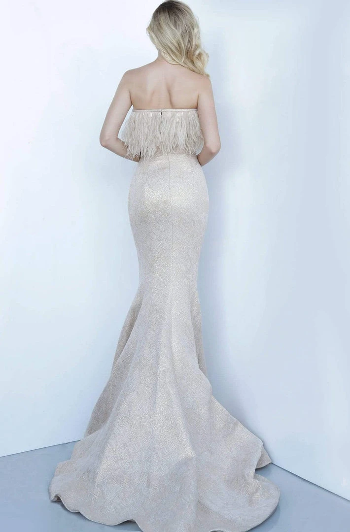 Jovani - 66240 Strapless Feathered Straight Neck Mermaid Dress 4 Jovani - 66240 Strapless Feathered Straight Neck Mermaid Dress