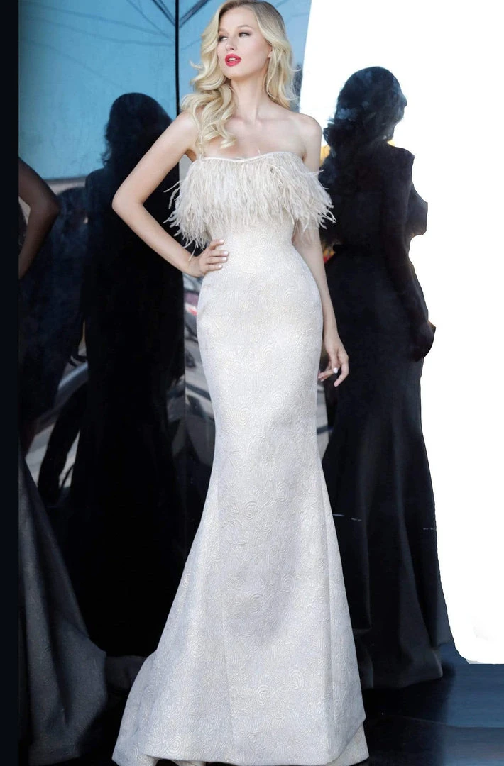 Jovani - 66240 Strapless Feathered Straight Neck Mermaid Dress 5 Jovani - 66240 Strapless Feathered Straight Neck Mermaid Dress