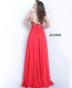 Jovani - 66925 Beaded Plunging V-neck Chiffon A-line Dress 10 Jovani - 66925 Beaded Plunging V-neck Chiffon A-line Dress