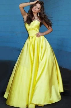 Jovani - 67847 Strapless Sweetheart Neckline Satin A-Line Prom Gown