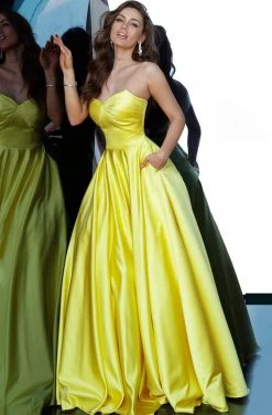 Jovani - 67847 Strapless Sweetheart Neckline Satin A-Line Prom Gown