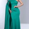 Jovani - 67850 One Shoulder Fitted Bodice Cape Evening Gown