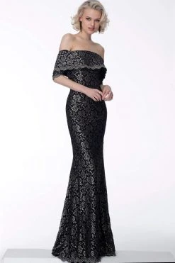 Jovani - 67902 Off-Shoulder Embellished Trumpet Dress