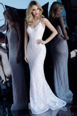 Jovani - 68408 Thin Strapped Sweetheart Trumpet Dress