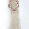 Jovani - 68827 Embellished V-neck Feathered Trumpet Dress 1 Jovani - 68827 Embellished V-neck Feathered Trumpet Dress