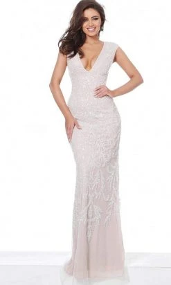 Jovani - 8102 Sequin Embellished Plunging V Neck Dress