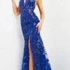 Jovani - 8110 Halter V-Neck Sequin Illusion Evening Gown 1 Jovani - 8110 Halter V-Neck Sequin Illusion Evening Gown
