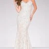 Jovani - Crystal Embellished Strapless Lace Prom Dress 37334
