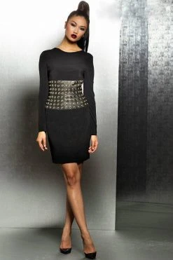 Jovani - Long Sleeve Cocktail Dress With Grommets M307
