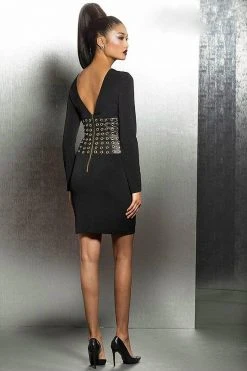 Jovani - Long Sleeve Cocktail Dress With Grommets M307