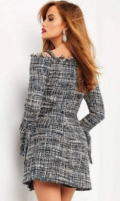 Jovani - M03273 Off Shoulder A-Line Short Dress