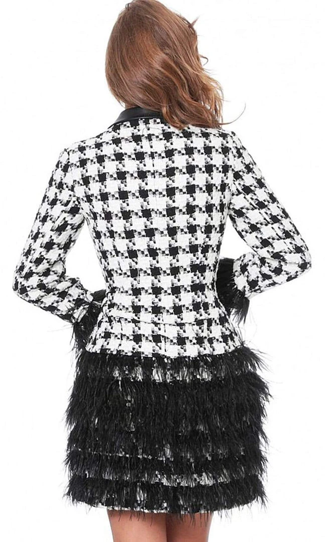 Jovani - M1043 Fringe Collared Long Sleeves Cocktail Dress 4 Jovani - M1043 Fringe Collared Long Sleeves Cocktail Dress