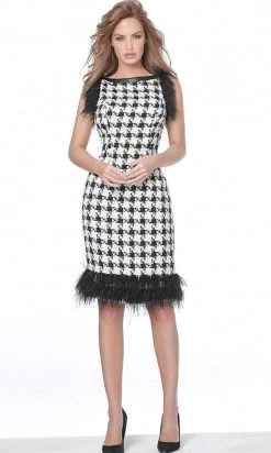 Jovani - M1045 Fringe Bateau Sheath Cocktail Dress