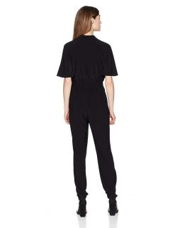 Laundry - 97R24307 Front Zip V-neck Jumpsuit Long Dresses