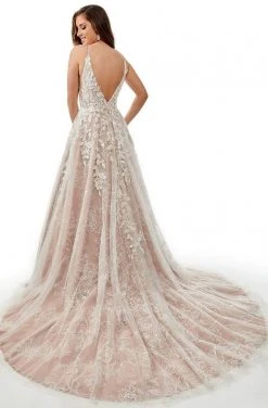 Lo'Adoro Bridal By Rachel Allan - M758 Plunged V Neck A-Line Gown 9 Lo'Adoro Bridal By Rachel Allan - M758 Plunged V Neck A-Line Gown