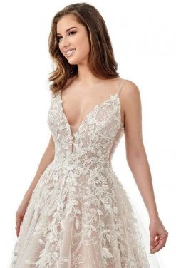 Lo'Adoro Bridal By Rachel Allan - M758 Plunged V Neck A-Line Gown 10 Lo'Adoro Bridal By Rachel Allan - M758 Plunged V Neck A-Line Gown