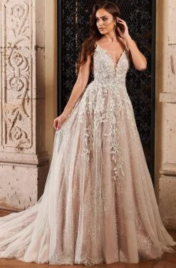 Lo'Adoro Bridal By Rachel Allan - M758 Plunged V Neck A-Line Gown 12 Lo'Adoro Bridal By Rachel Allan - M758 Plunged V Neck A-Line Gown