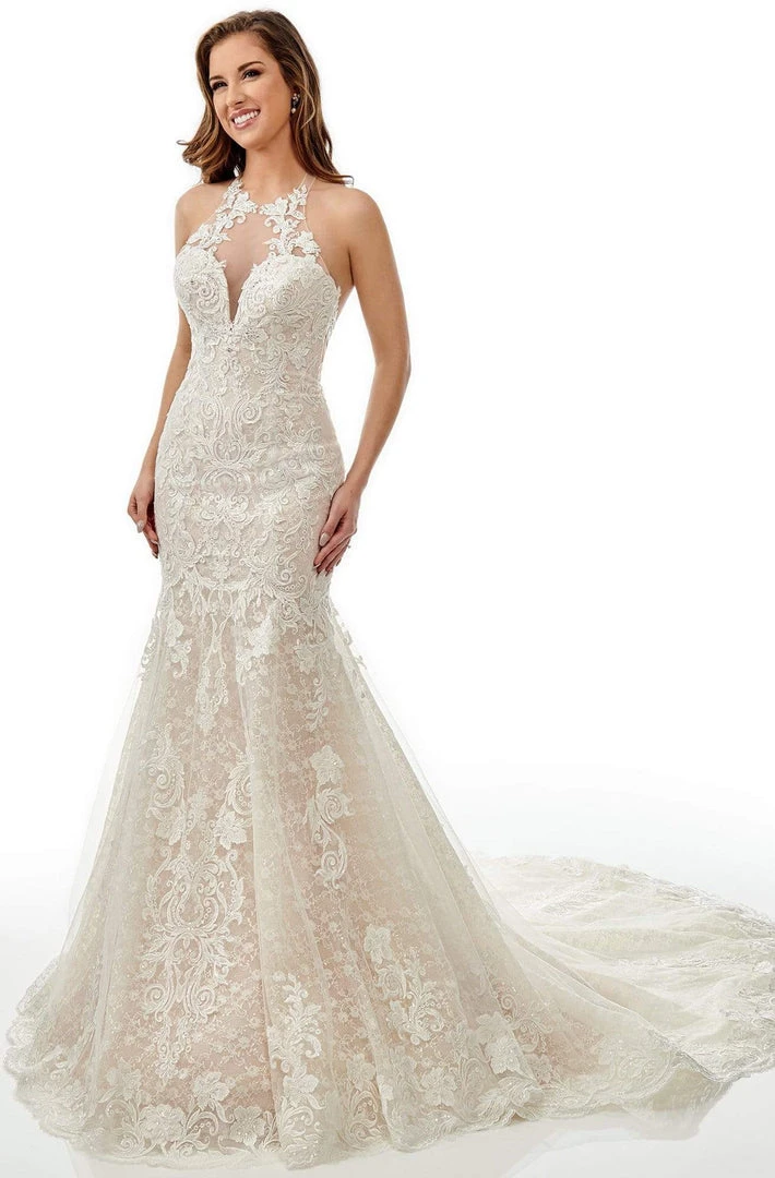 Lo'Adoro Bridal By Rachel Allan - M763 Illusion Halter Mermaid Gown 3 Lo'Adoro Bridal By Rachel Allan - M763 Illusion Halter Mermaid Gown
